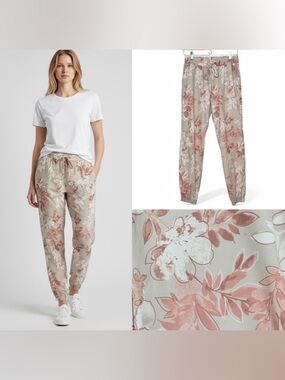 Zac & Rachel Floral Joggers XS Pull On Stretch Pants Summer Lounge